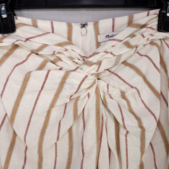 Madewell Linen Blend Slit Midi Skirt Twist-Front Sarong Stripe Women's Size 2 - Picture 8 of 13